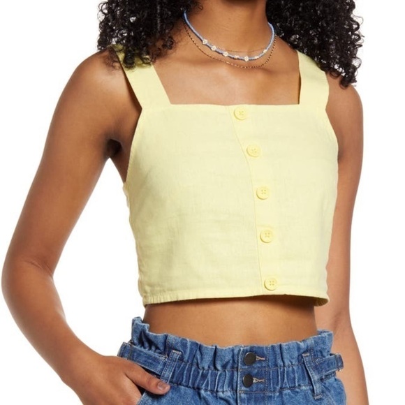 BP. Women’s Button Front Linen Blend Tank - Picture 1 of 7